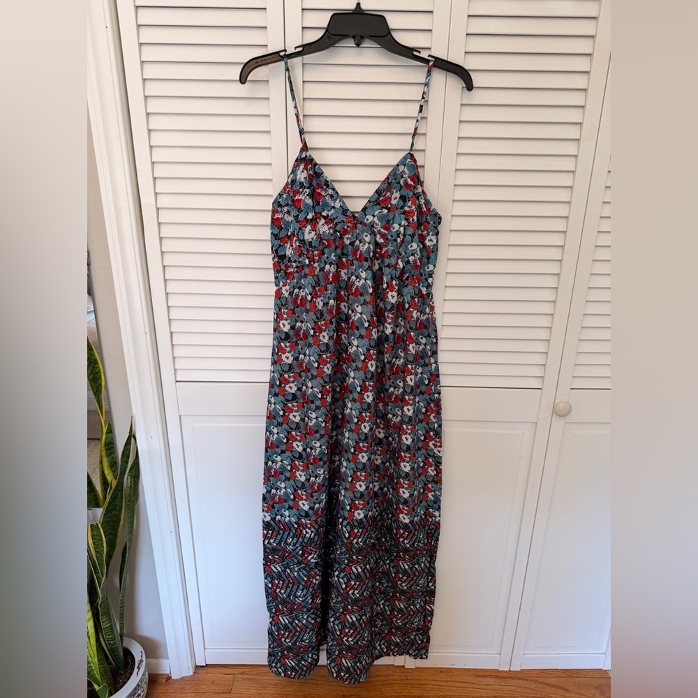 W118 by Walter Baker Aztec Garden Teal and Red Floral Maxi Dress